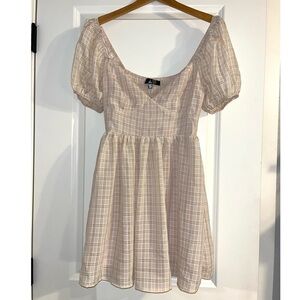 NWOT Tan plaid babydoll dress